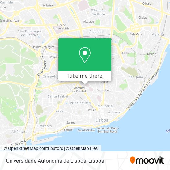 Universidade Autónoma de Lisboa map