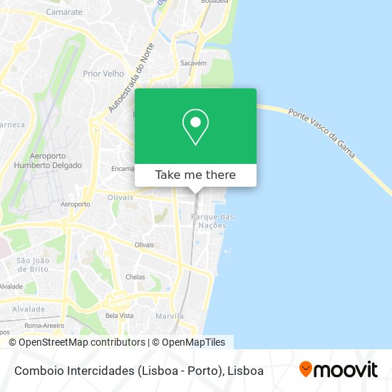 Comboio Intercidades (Lisboa - Porto) map