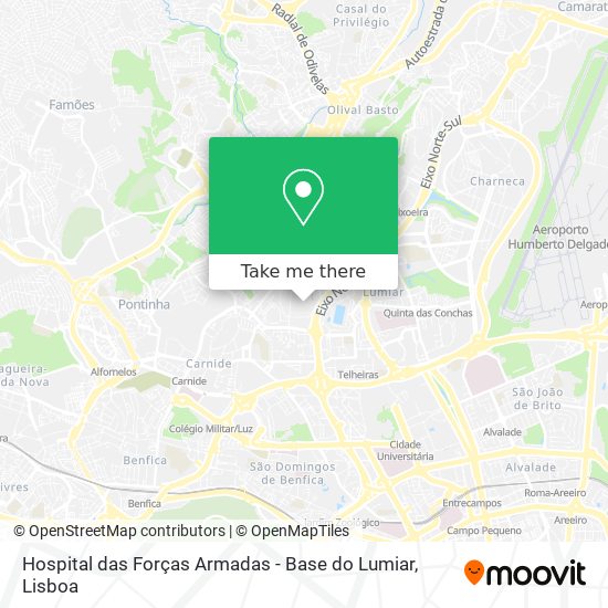 Hospital das Forças Armadas - Base do Lumiar mapa