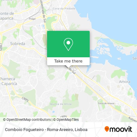 Comboio Fogueteiro - Roma-Areeiro mapa