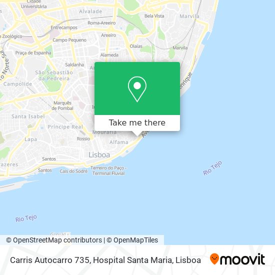 Carris Autocarro 735, Hospital Santa Maria map