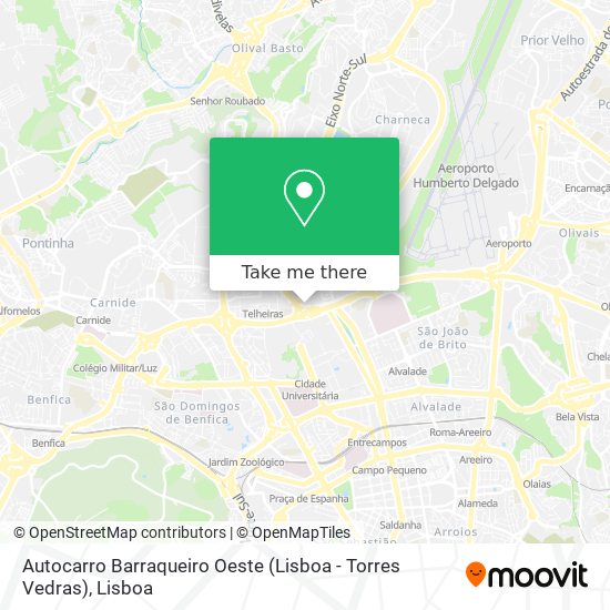 Autocarro Barraqueiro Oeste (Lisboa - Torres Vedras) mapa