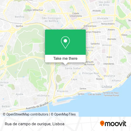 Rua de campo de ourique mapa