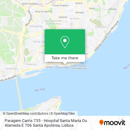 Paragem Carris 735 - Hospital Santa Maria Ou Alameda E 706 Santa Apolónia map