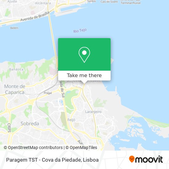 Paragem TST - Cova da Piedade mapa