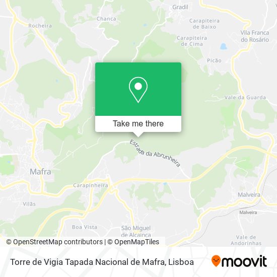 Torre de Vigia Tapada Nacional de Mafra mapa