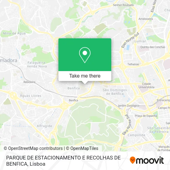 PARQUE DE ESTACIONAMENTO E RECOLHAS DE BENFICA map