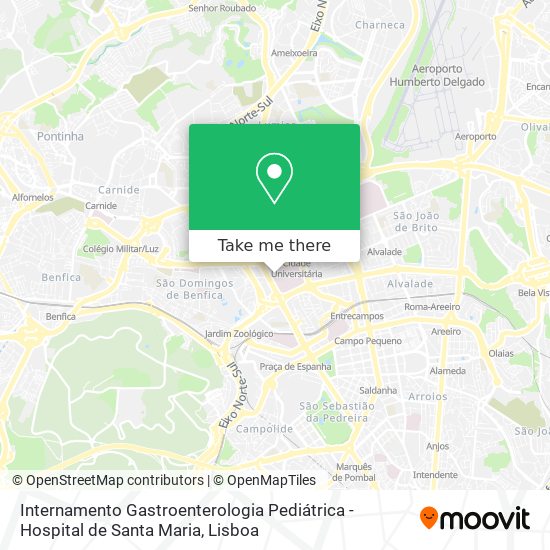 Internamento Gastroenterologia Pediátrica - Hospital de Santa Maria map