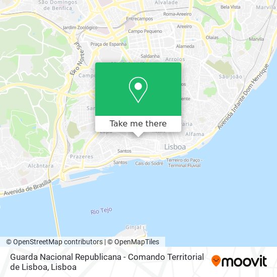 Guarda Nacional Republicana - Comando Territorial de Lisboa mapa