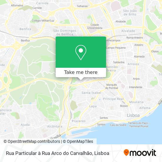 Rua Particular à Rua Arco do Carvalhão map