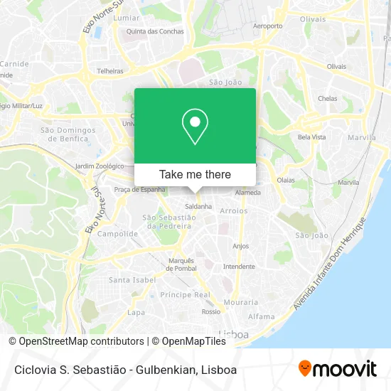 Ciclovia S. Sebastião - Gulbenkian map