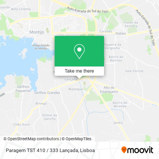 Paragem TST 410 / 333 Lançada mapa
