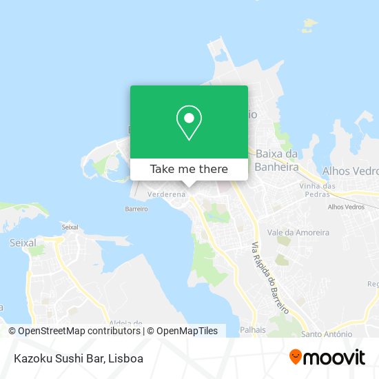 How to get to Kazoku Sushi Bar in Barreiro by Bus, Train, Ferry or Metro?