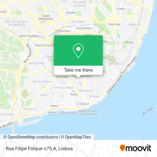 Rua Filipe Folque n75 A map