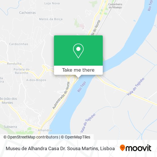 Museu de Alhandra Casa Dr. Sousa Martins mapa