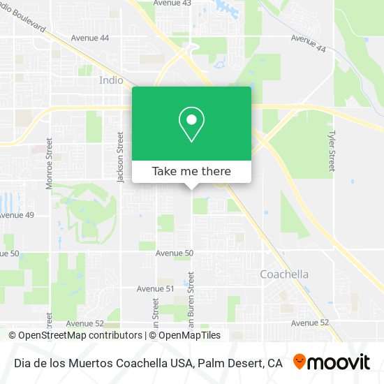 Dia de los Muertos Coachella USA map