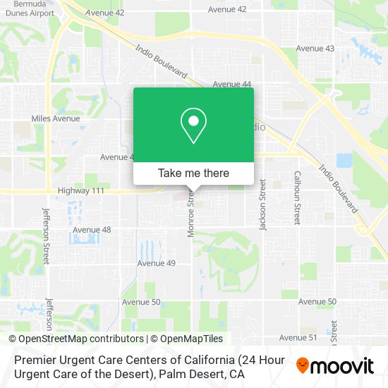 Mapa de Premier Urgent Care Centers of California (24 Hour Urgent Care of the Desert)