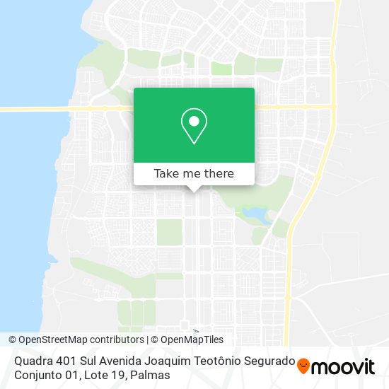 Mapa Quadra 401 Sul Avenida Joaquim Teotônio Segurado Conjunto 01, Lote 19