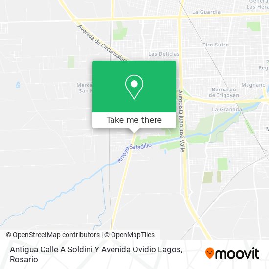 Mapa de Antigua Calle A Soldini Y Avenida Ovidio Lagos