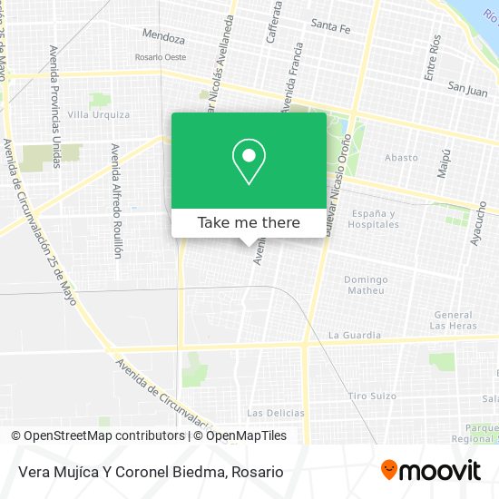 Mapa de Vera Mujíca Y Coronel Biedma