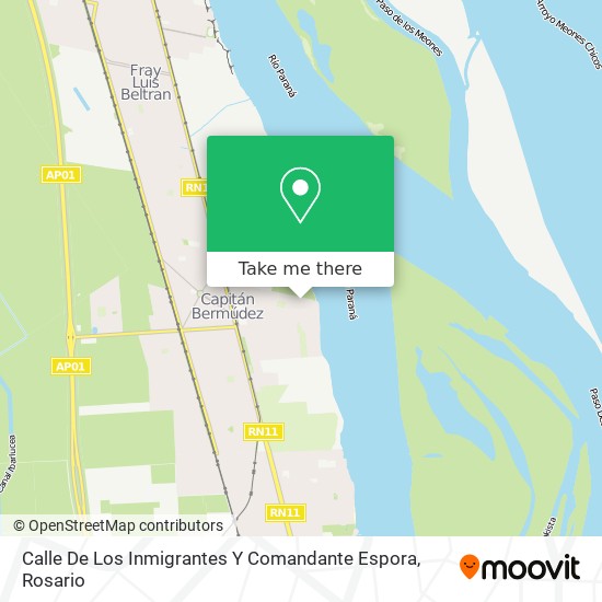 Mapa de Calle De Los Inmigrantes Y Comandante Espora