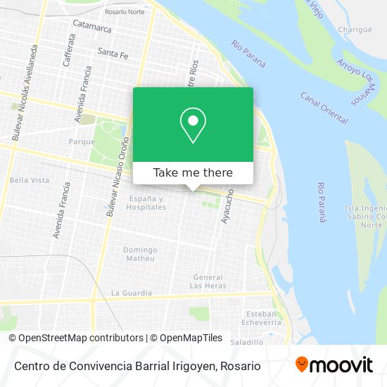 Mapa de Centro de Convivencia Barrial Irigoyen