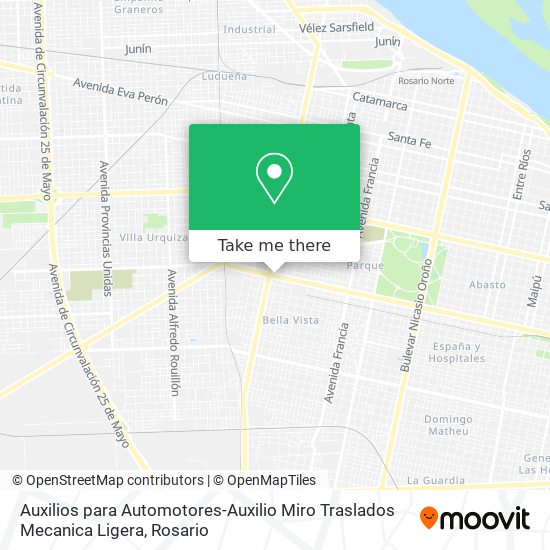 Mapa de Auxilios para Automotores-Auxilio Miro Traslados Mecanica Ligera