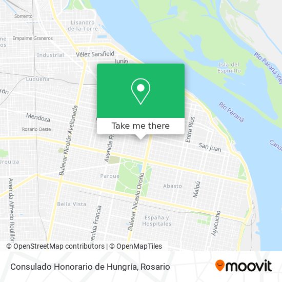 Mapa de Consulado Honorario de Hungría