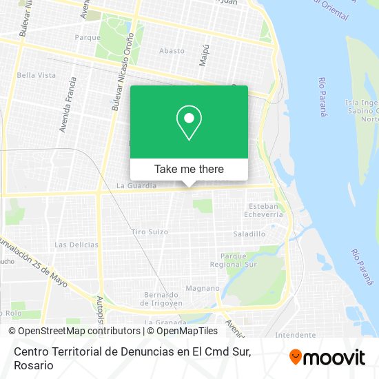 Mapa de Centro Territorial de Denuncias en El Cmd Sur