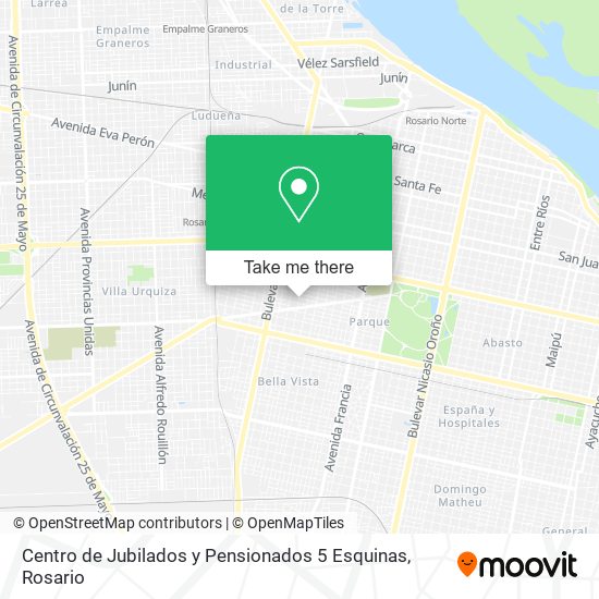 Mapa de Centro de Jubilados y Pensionados 5 Esquinas