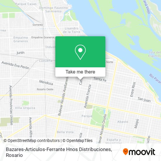 Bazares-Articulos-Ferrante Hnos Distribuciones map