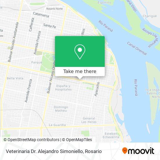 Mapa de Veterinaria Dr. Alejandro Simoniello