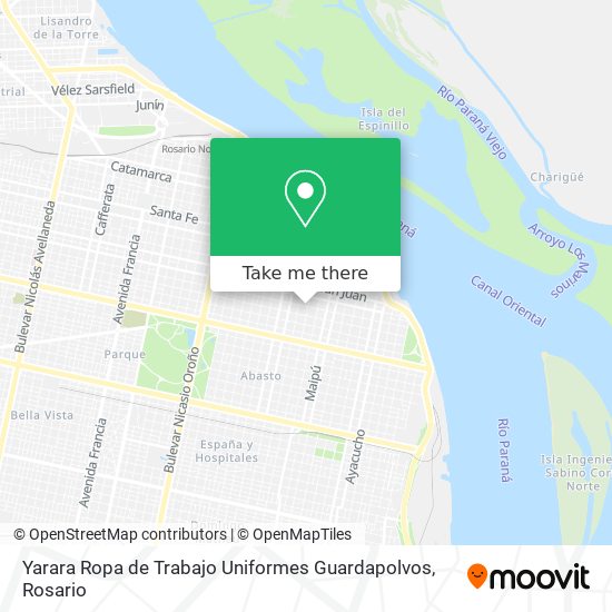 How to get to Yarara Ropa Trabajo Guardapolvos in Rosario by Colectivo Train?