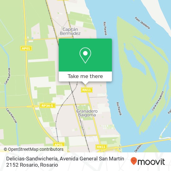 Mapa de Delicias-Sandwichería, Avenida General San Martín 2152 Rosario