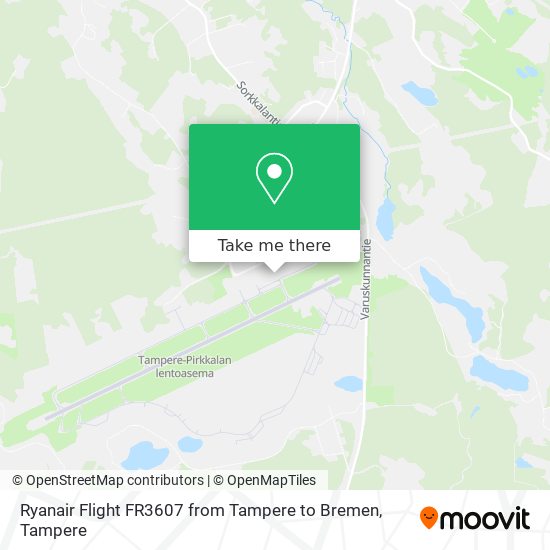 Ryanair Flight FR3607 from Tampere to Bremen map