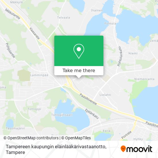 Tampereen kaupungin eläinlääkärivastaanotto map