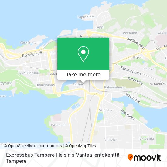 Expressbus Tampere-Helsinki-Vantaa lentokenttä map