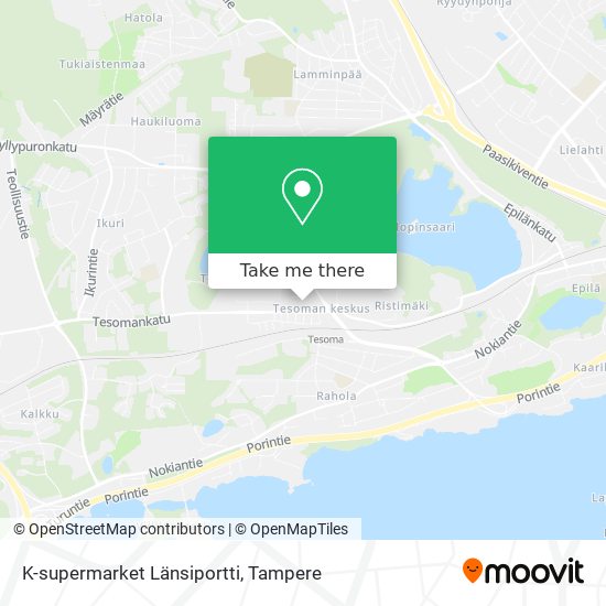 How to get to K-supermarket Länsiportti in Tampere by Bus, Train or Light  Rail?