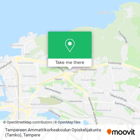 Tampereen Ammattikorkeakoulun Opiskelijakunta (Tamko) map