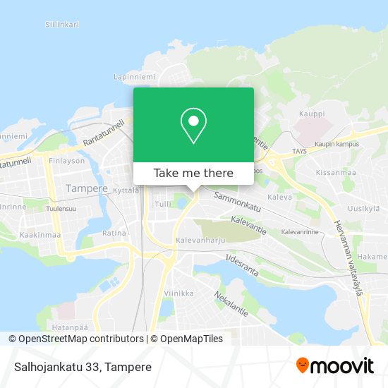 How to get to Salhojankatu 33 in Tampere by Bus, Light Rail or Train?