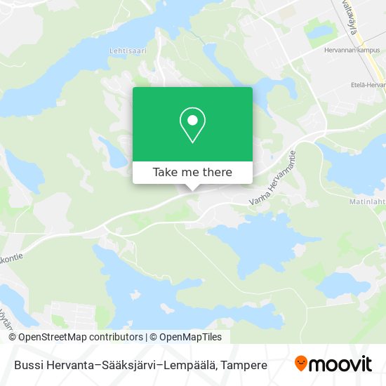 Bussi Hervanta–Sääksjärvi–Lempäälä map