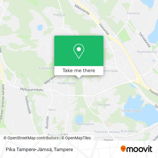 Pika Tampere-Jämsä map