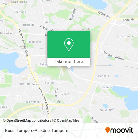 Bussi Tampere-Pälkäne map