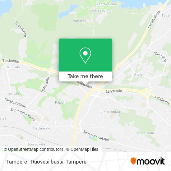 Tampere - Ruovesi bussi map