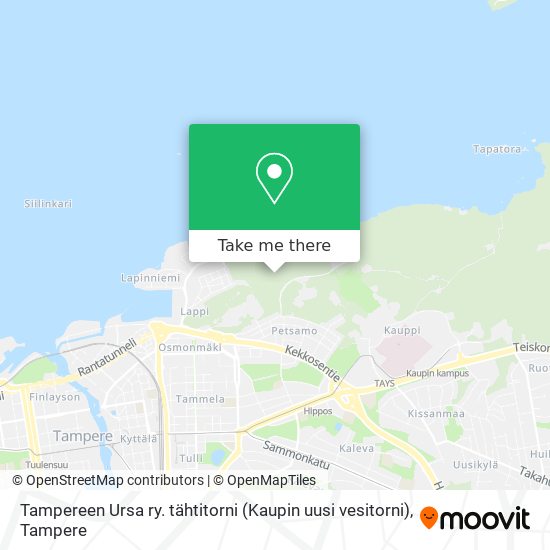 Tampereen Ursa ry. tähtitorni (Kaupin uusi vesitorni) map
