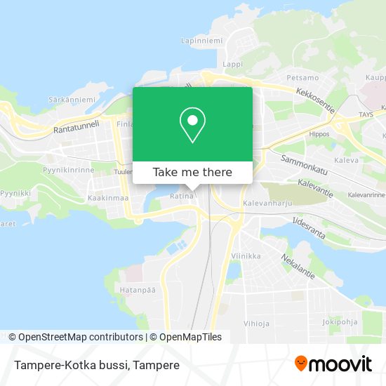 Tampere-Kotka bussi map