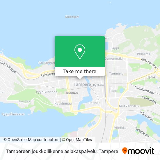 Tampereen joukkoliikenne asiakaspalvelu map