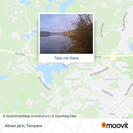 How to get to Alinen järvi in Nokia by Bus or Train?