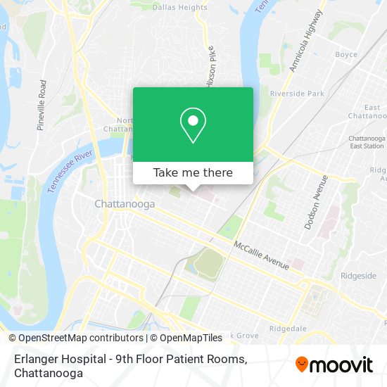Erlanger Hospital - 9th Floor Patient Rooms map