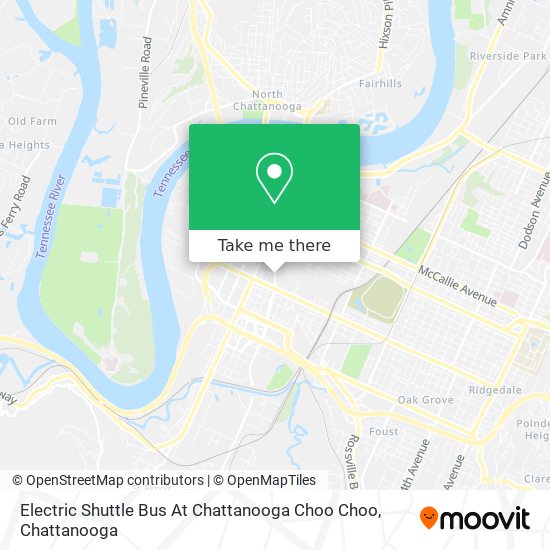 Electric Shuttle Bus At Chattanooga Choo Choo map